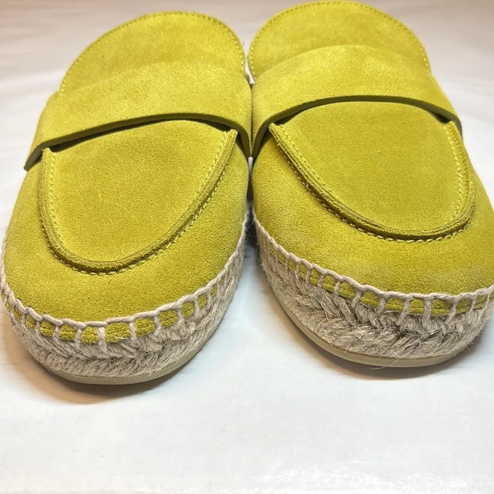 Equitare NWOB Leather Slip-On Espadrille Lime Green Mules EU Size 36, US Size 6